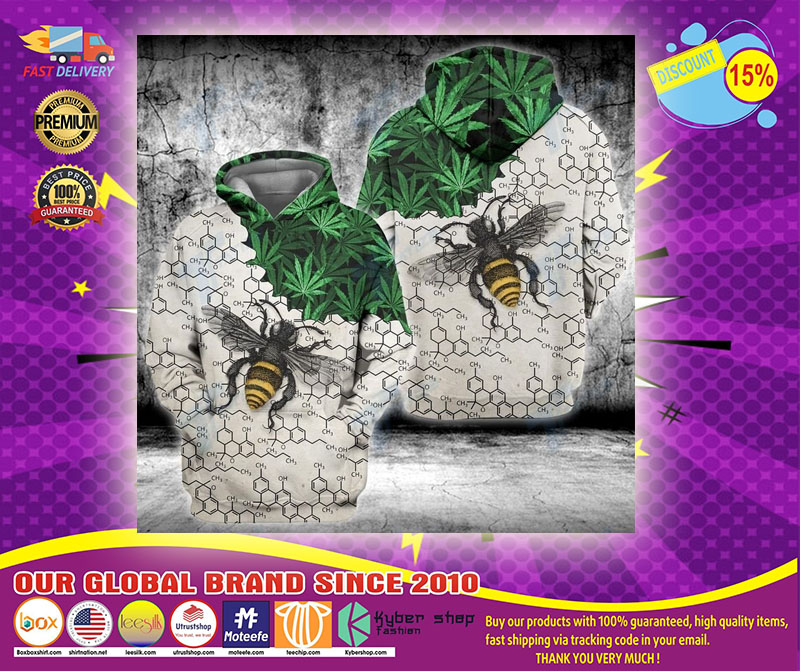 Weed bee happy dictionary 3D hoodie1