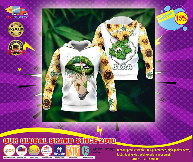 Weed dont care bear 3D hoodie1