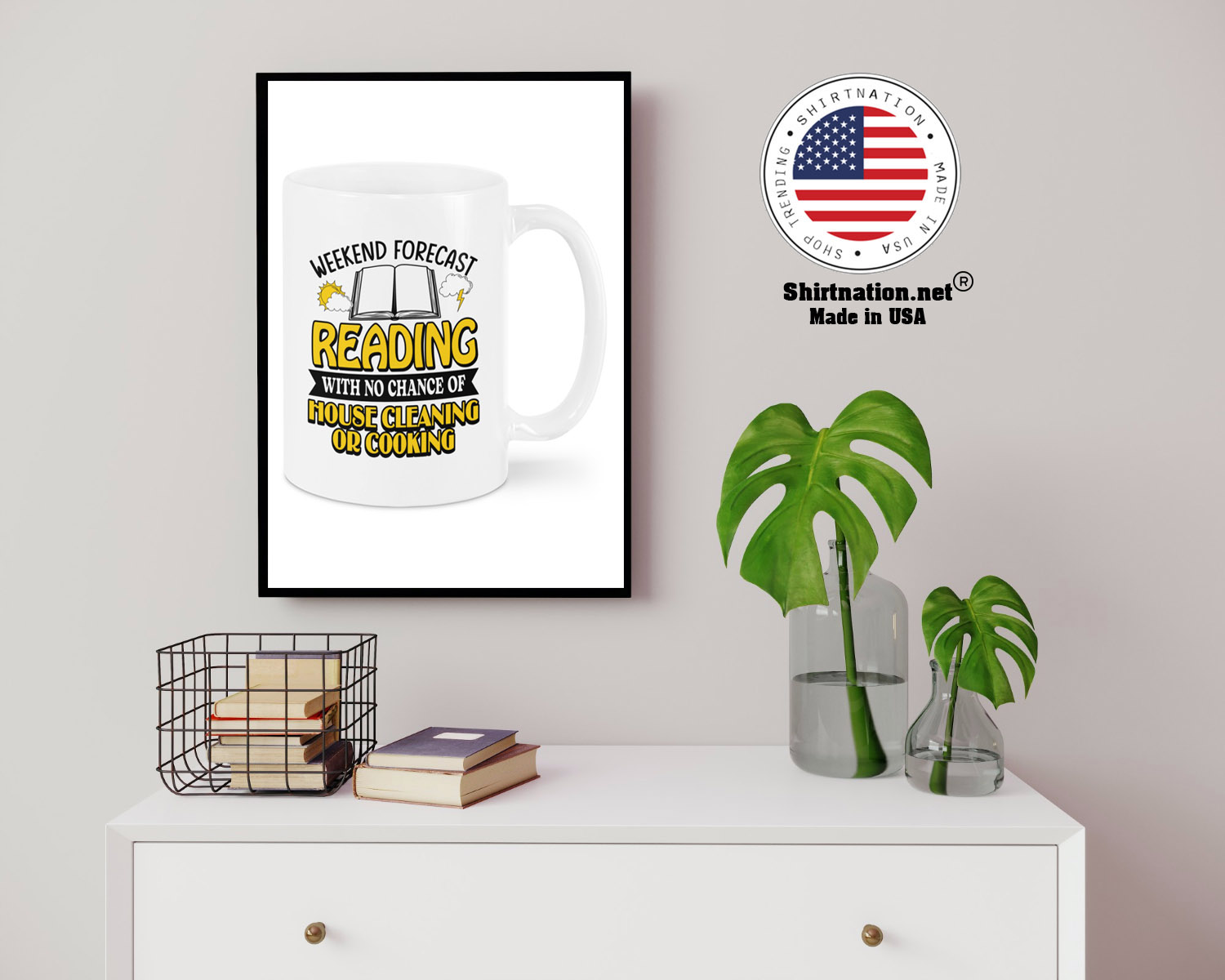 Weekend forecast reading with no chance of house cleaning or cooking mug 14