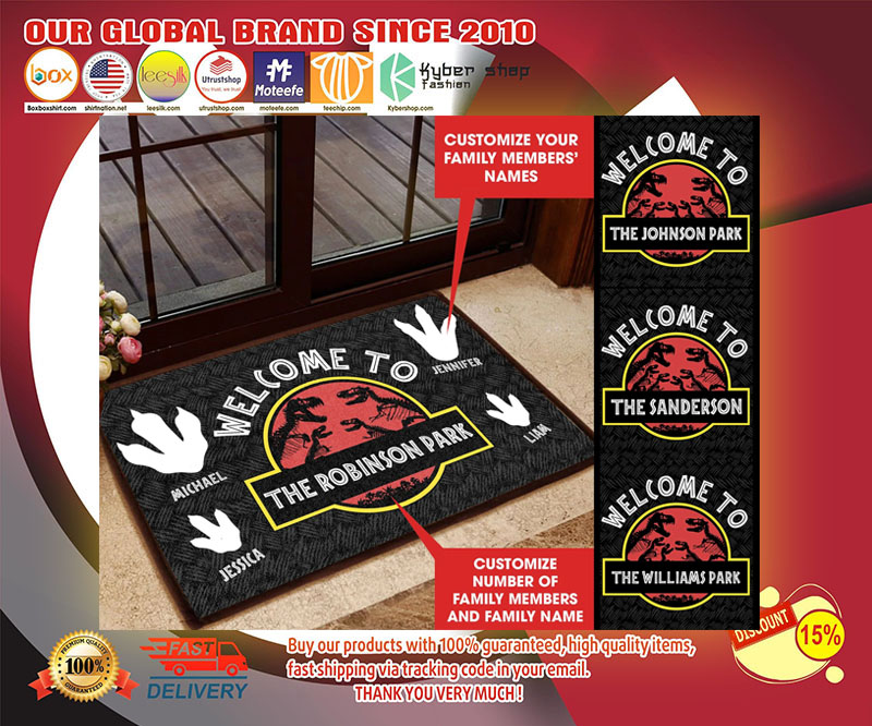 Welcome to Jurassic Part Personalized custom doormat