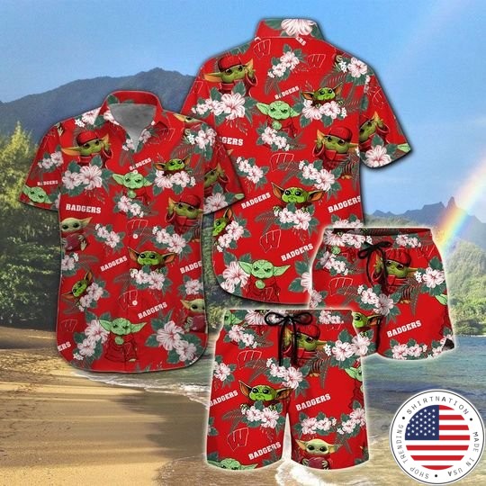 Wisconsin Badgers And Yoda Hawaiian And Beach Short1