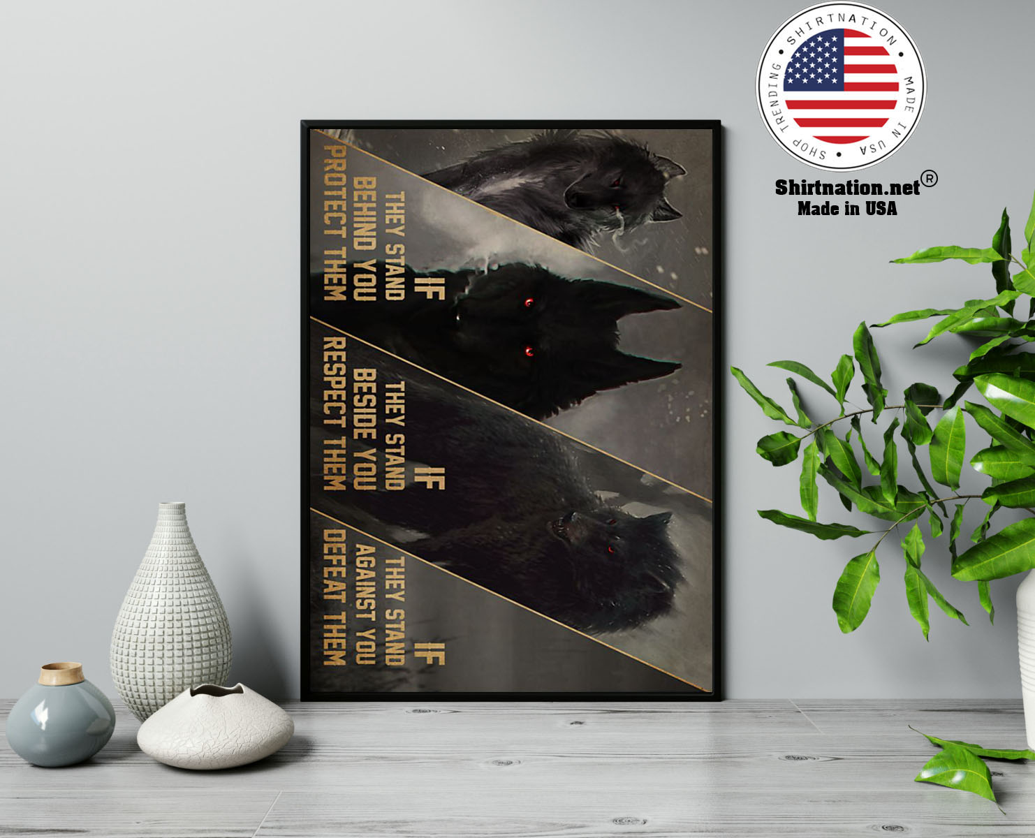 Wolf if they stand behind you protect them poster