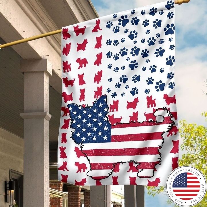 Yorkie Amercian house flag and garden flag