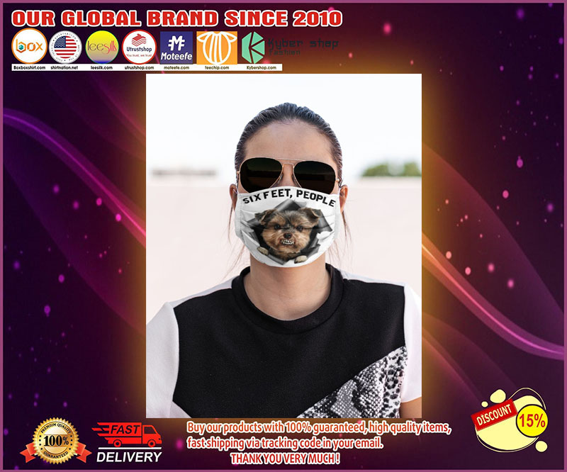 Yorkshire terrier six feet people face mask