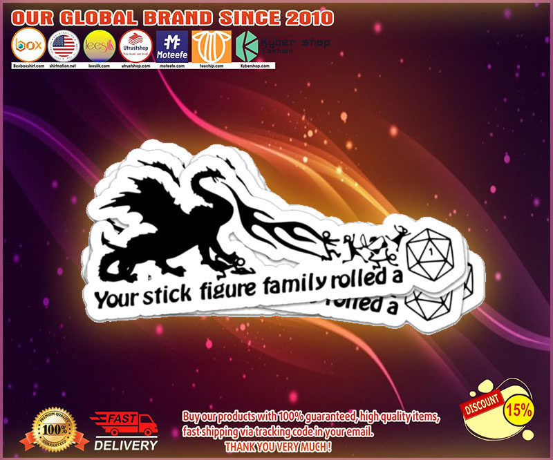 Your stick figure family rolled a dungeons and dragon sticker