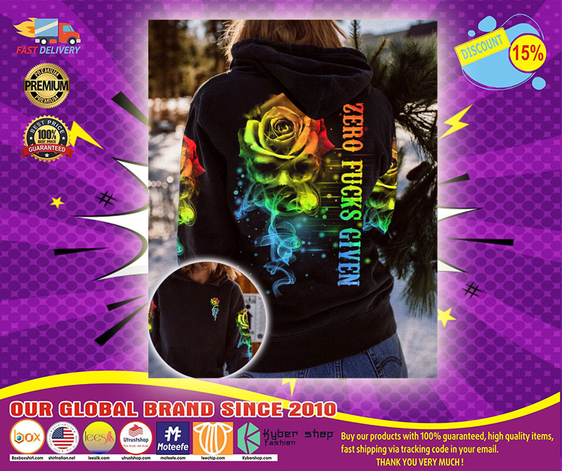 Zero Fucks given rose smoke skull 3D hoodie and legging1
