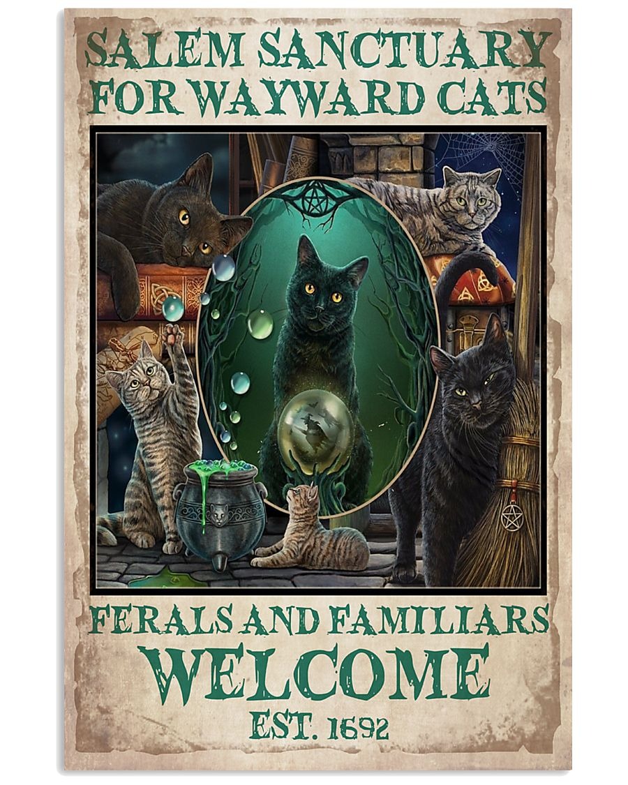 Salem sanctuary for wayward cats ferals and familiars welcome poster