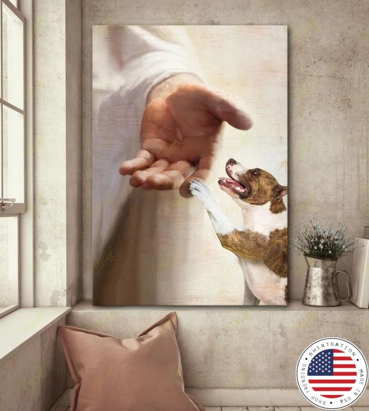 Jesus God American Staffordshire Terrier take my hand canvas