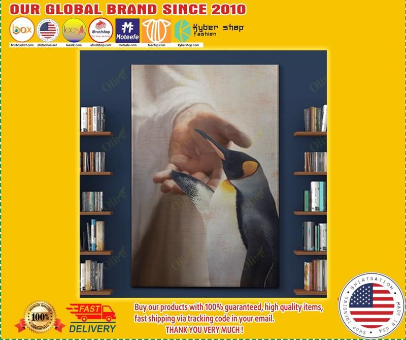 Jesus God Penguin take my hand canvas