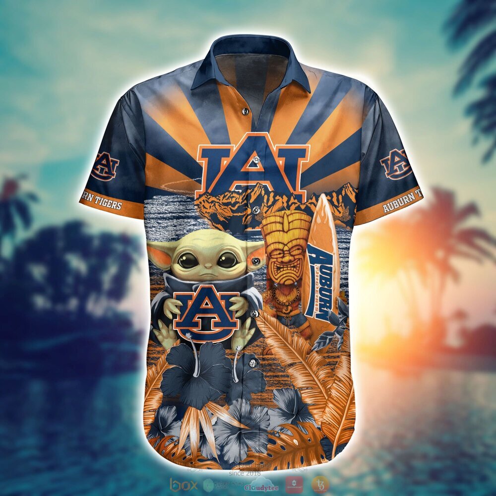 Auburn Tigers NCAA Baby Yoda Hawaiian Shirt Shorts 1