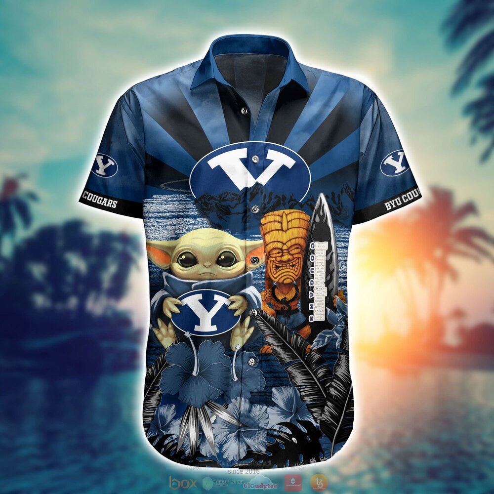 BYU Cougars NCAA Baby Yoda Hawaiian Shirt Shorts 1