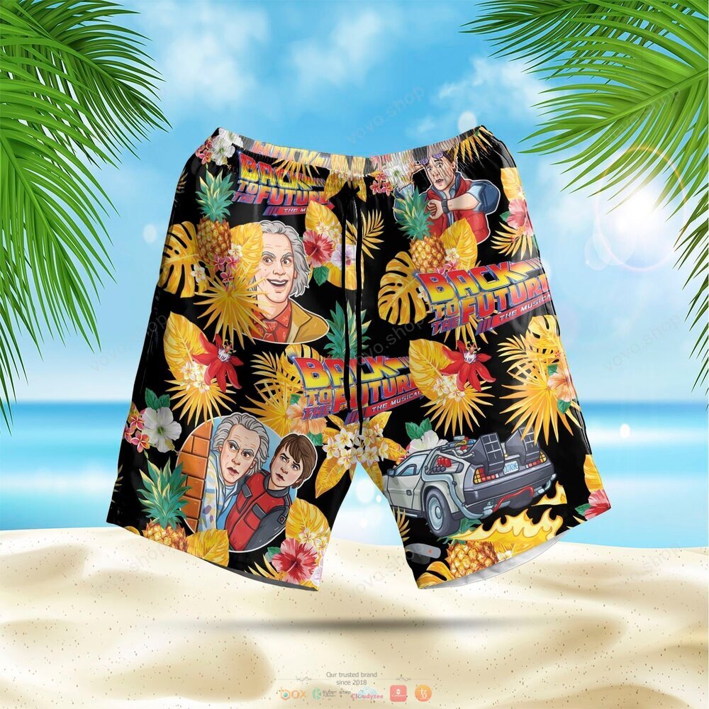 Back to the Future The Musical black yellow pineapple Hawaiian Shirt shorts 1