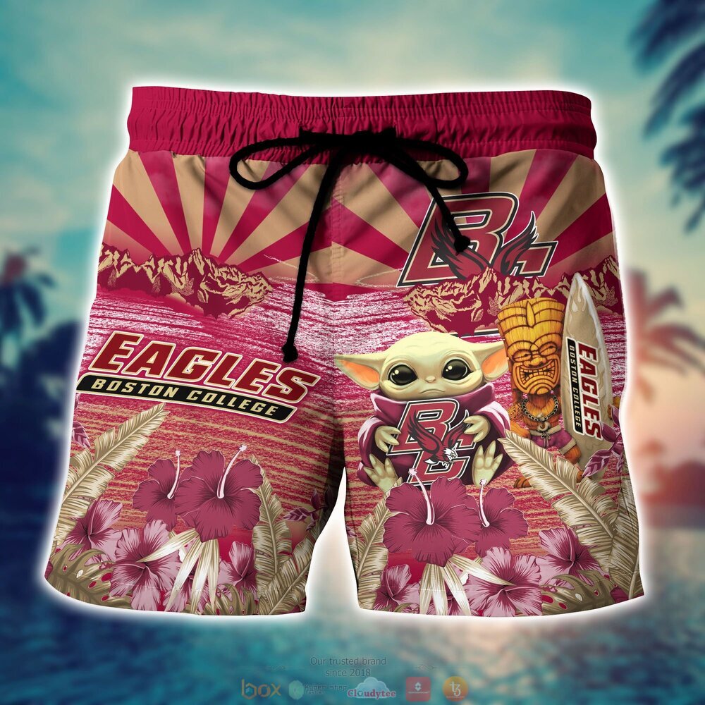 Boston College Eagles NCAA Baby Yoda Hawaiian Shirt Shorts 1 2 3