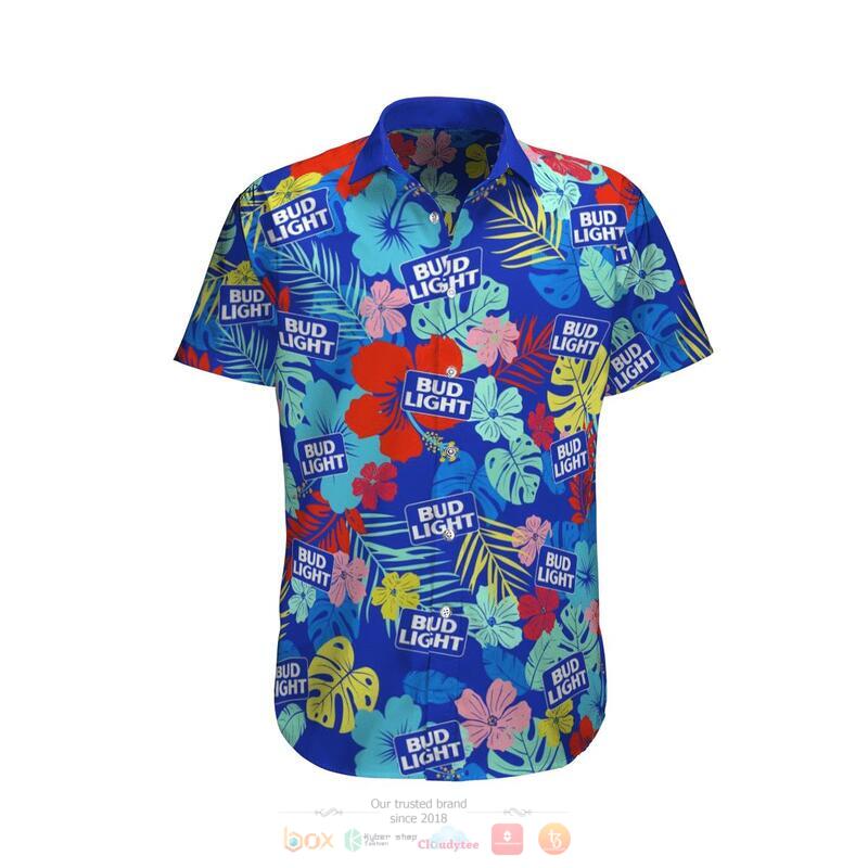 Bud Light Hibiscus Blue Hawaiian Shirt