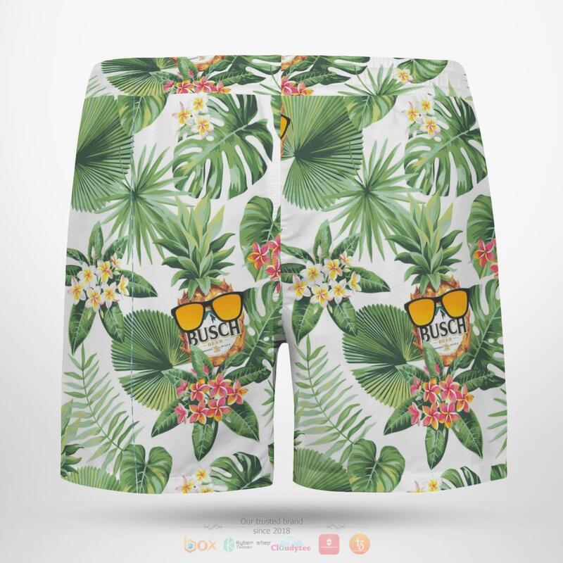 Busch Beer Tropical Plant Beach Short 1