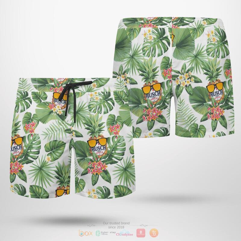 Busch Light Apple Tropical Plant Beach Short