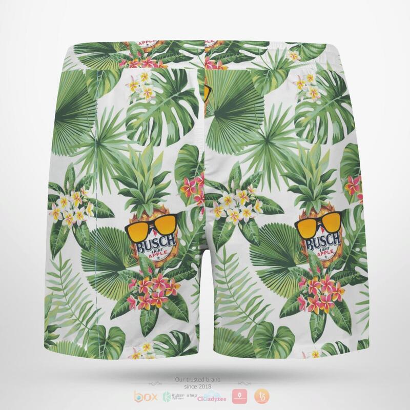 Busch Light Apple Tropical Plant Beach Short 1