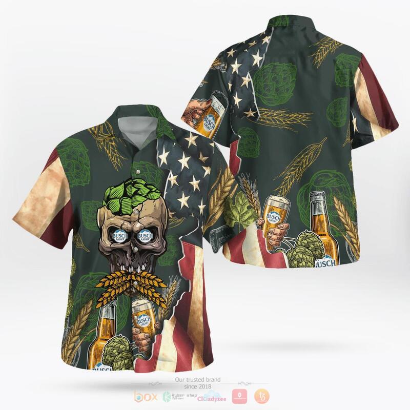 Busch Light Beer Skull Atiso Hawaiian Shirt