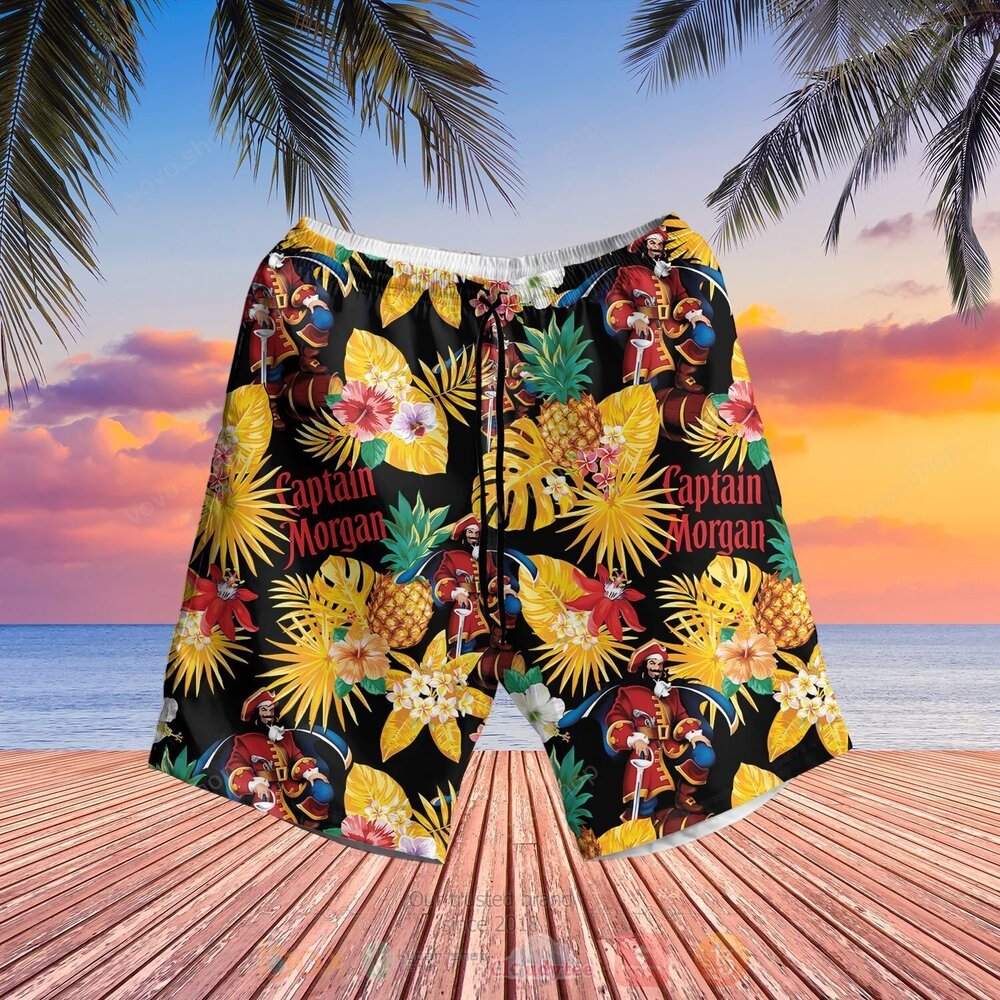 Captain Morgan Yellow Black Hawaiian Shirt Short 1