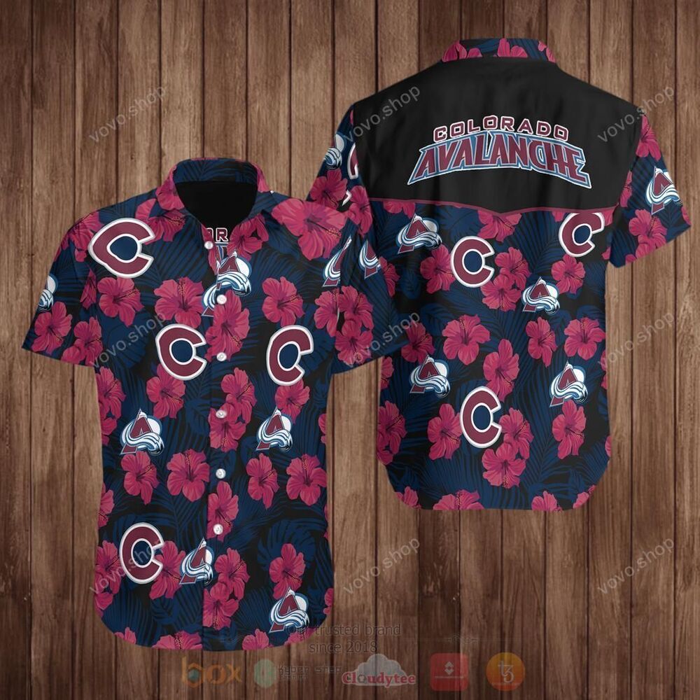 Colorado Avalanche Navy Hawaiian Shirt