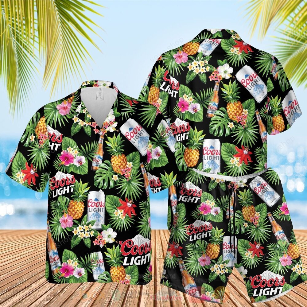 Coors Light Green Hawaiian Shirt Short