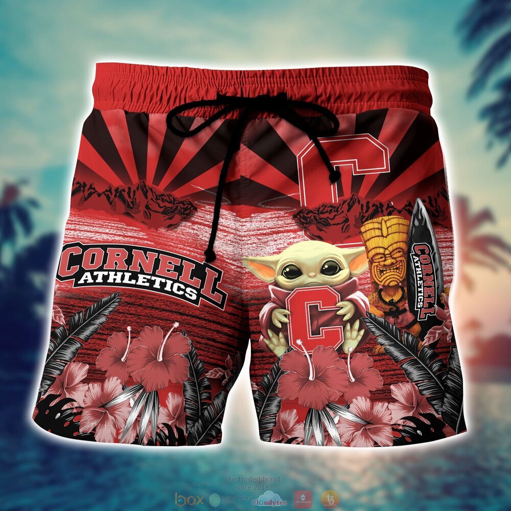 Cornell Big Red NCAA Baby Yoda Hawaiian Shirt Shorts 1 2 3