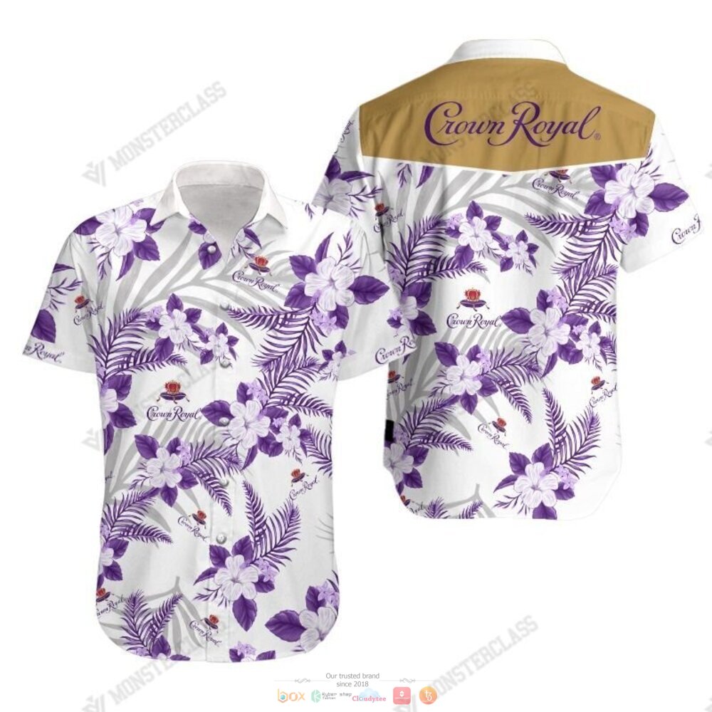 Crown Royal Purple Tropical Plant Hawaiian Shirt Shorts