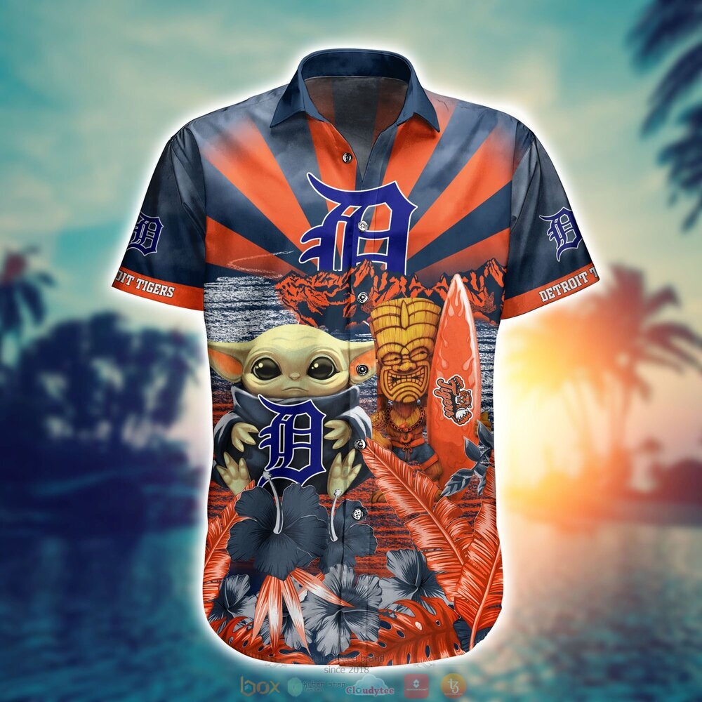 Detroit Tigers MLB Baby Yoda Hawaiian Shirt Shorts 1