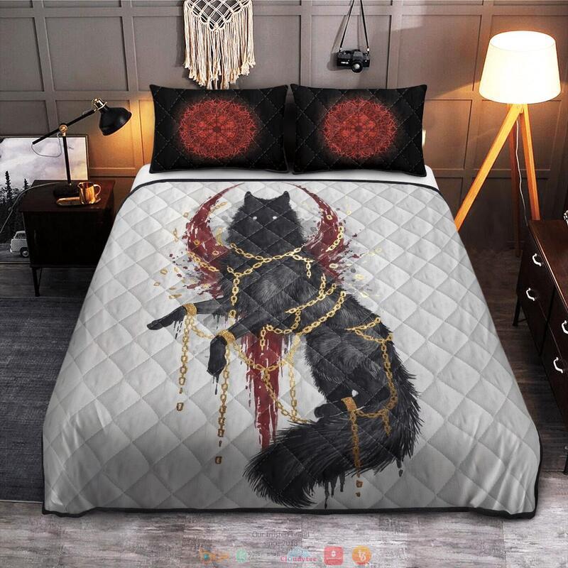 Fenrir blood chain Vegvisir Viking Quilt Bedding Set