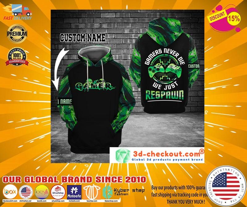 Gamer never die we just respawn custom name 3D hoodie2