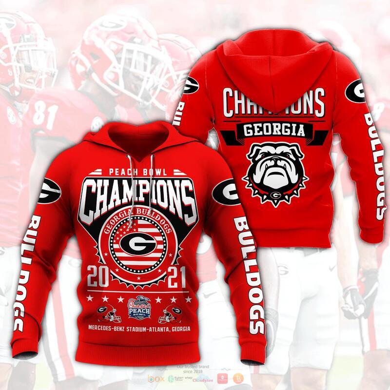 Georgia Bulldogs Peach Bowl Champion 3D Shirt Hoodie