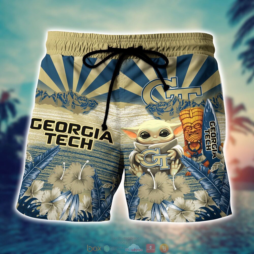 Georgia Tech Yellow Jackets NCAA Baby Yoda Hawaiian Shirt Shorts 1 2 3