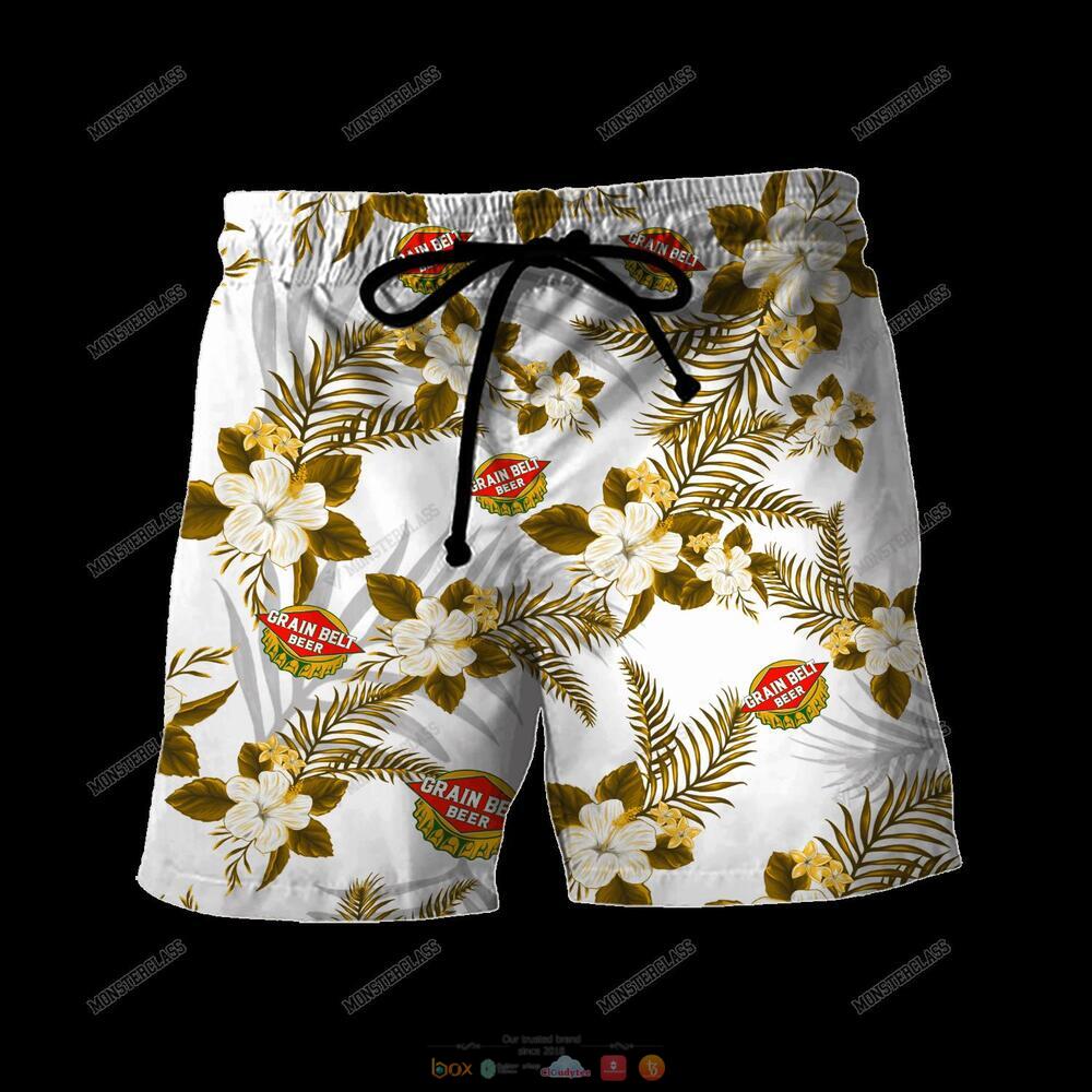 Grain Belt Beer Tropical Plant Hawaiian Shirt Shorts 1