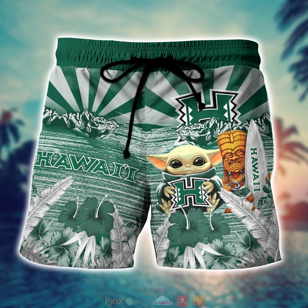Hawaii Rainbow Warriors NCAA Baby Yoda Hawaiian Shirt Shorts 1 2 3