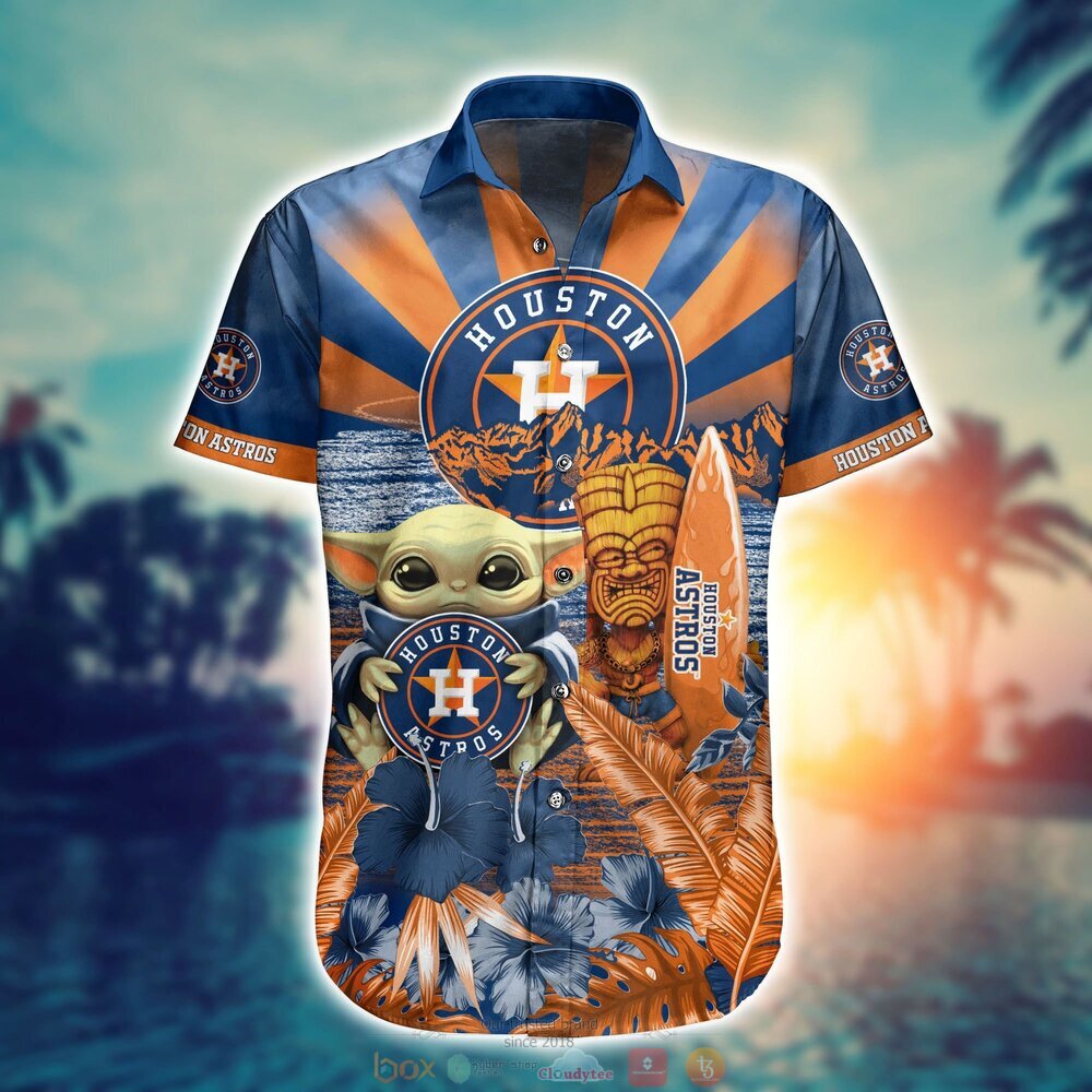 Houston Astros MLB Baby Yoda Hawaiian Shirt Shorts 1