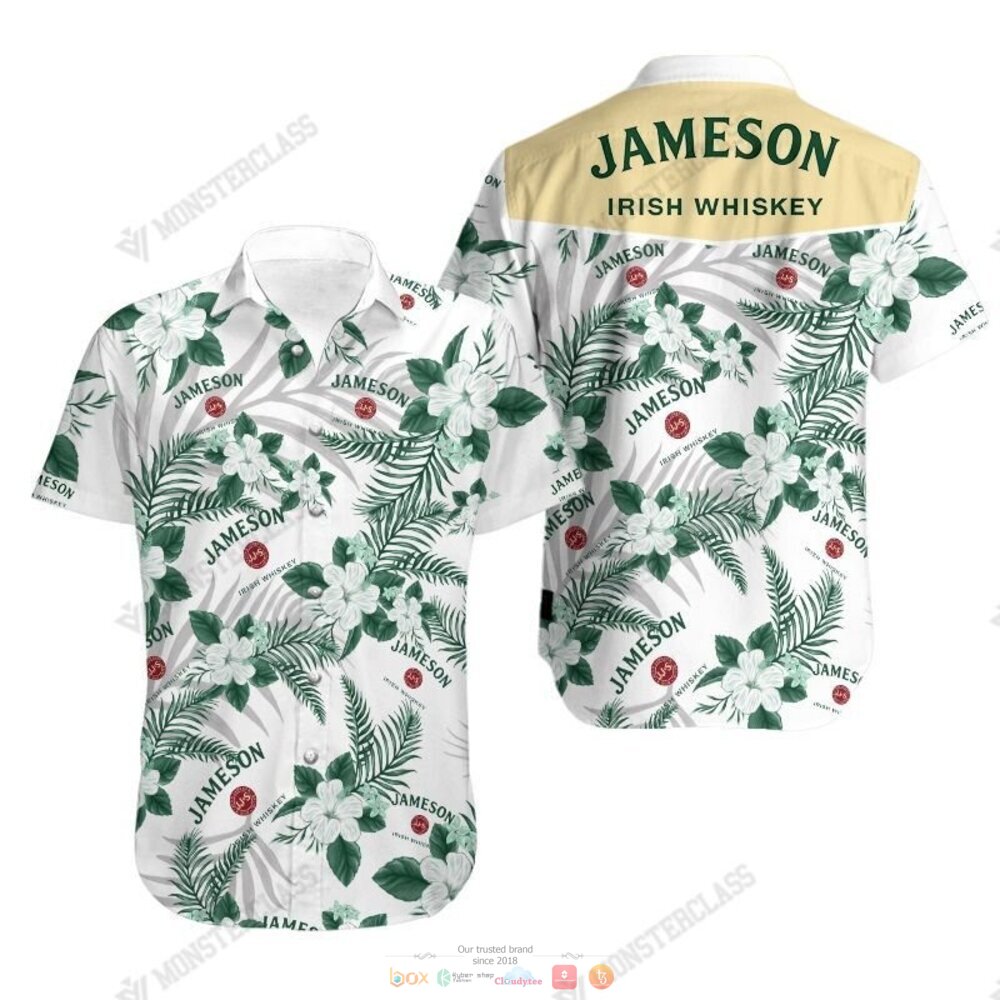 Jameson Irish Whiskey Tropical Plant Hawaiian Shirt Shorts