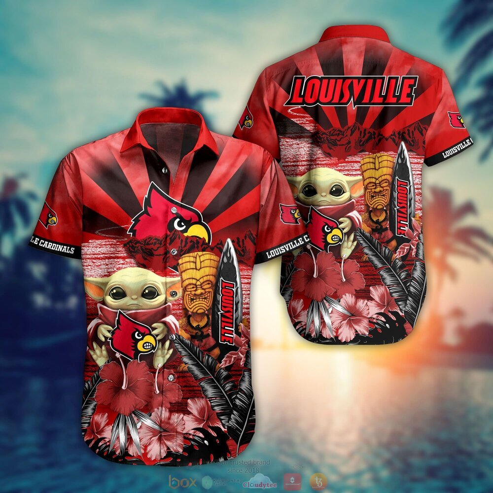 Louisville Cardinals NCAA Baby Yoda Hawaiian Shirt Shorts