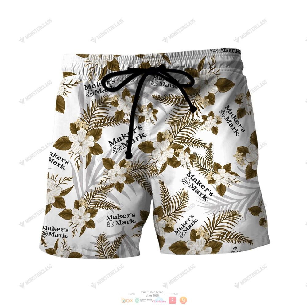 Makers Mark Tropical Plant Hawaiian Shirt Shorts 1