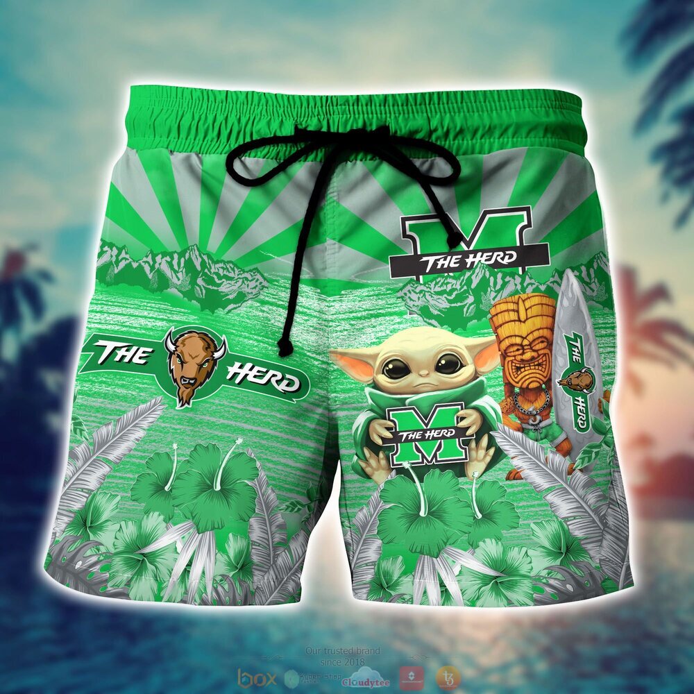 Marshall Thundering Herd NCAA Baby Yoda Hawaiian Shirt Shorts 1 2 3
