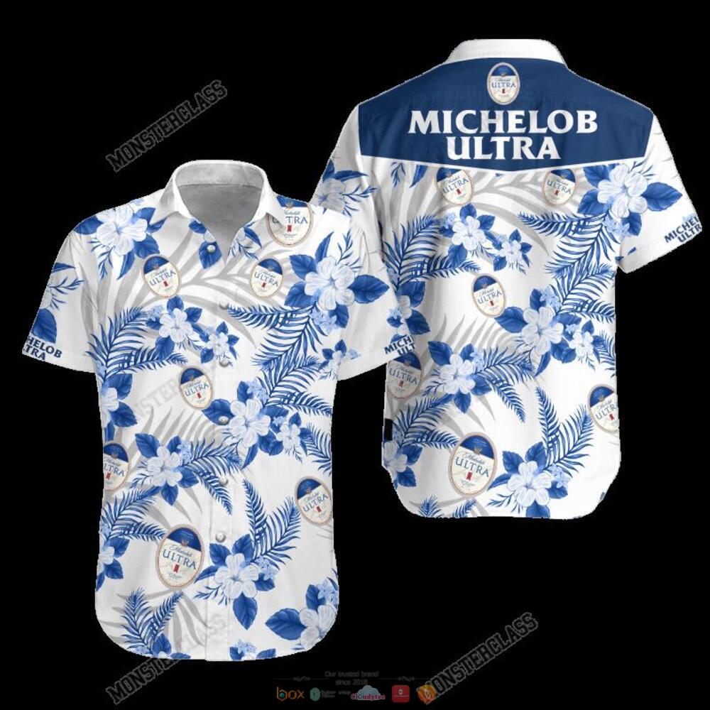 Michelob Ultra Tropical Plant Hawaiian Shirt Shorts