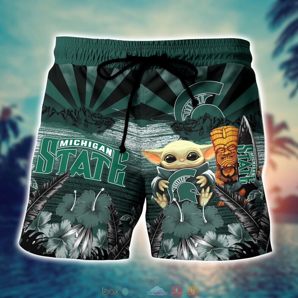 Michigan State Spartans NCAA Baby Yoda Hawaiian Shirt Shorts 1 2 3