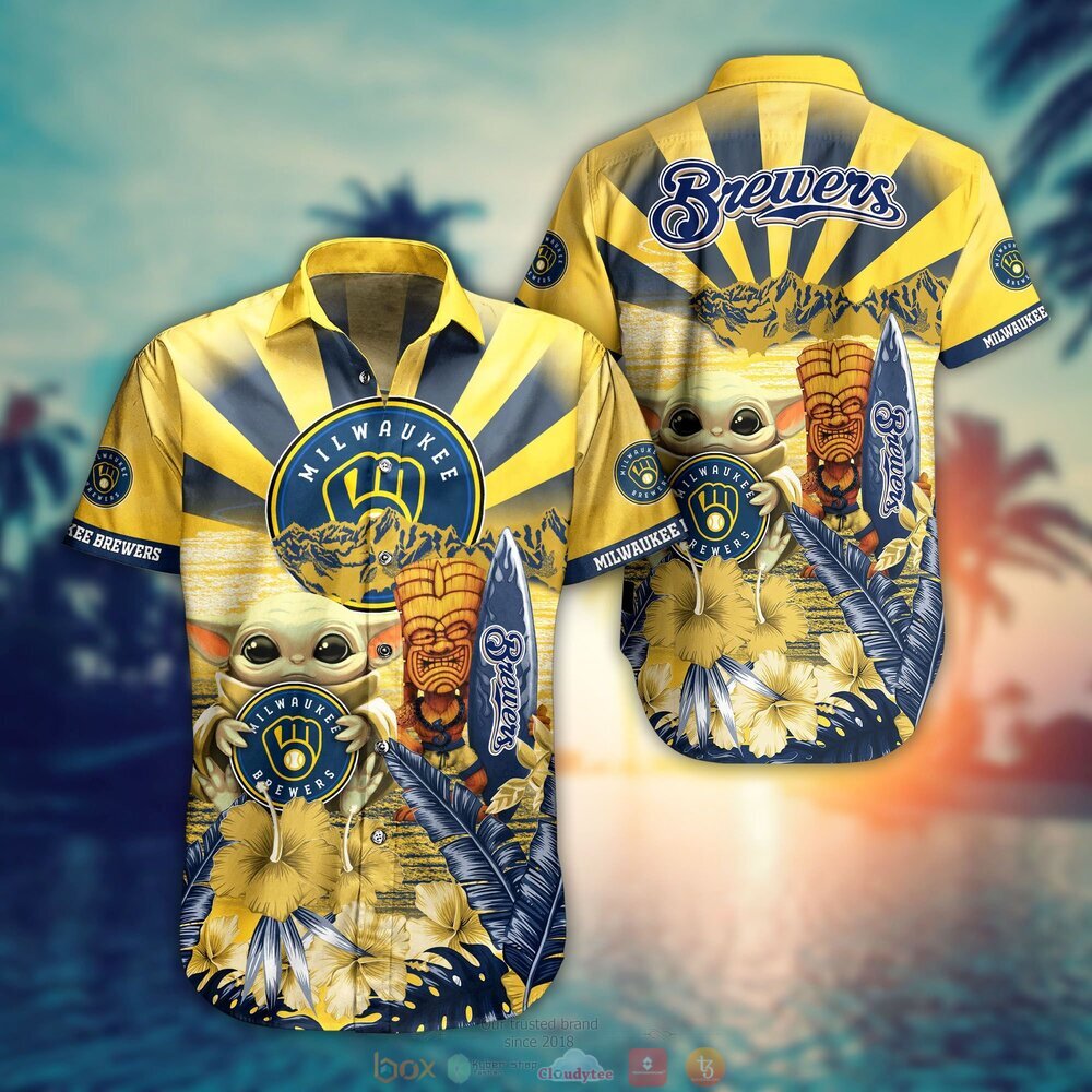 Milwaukee Brewers MLB Baby Yoda Hawaiian Shirt Shorts