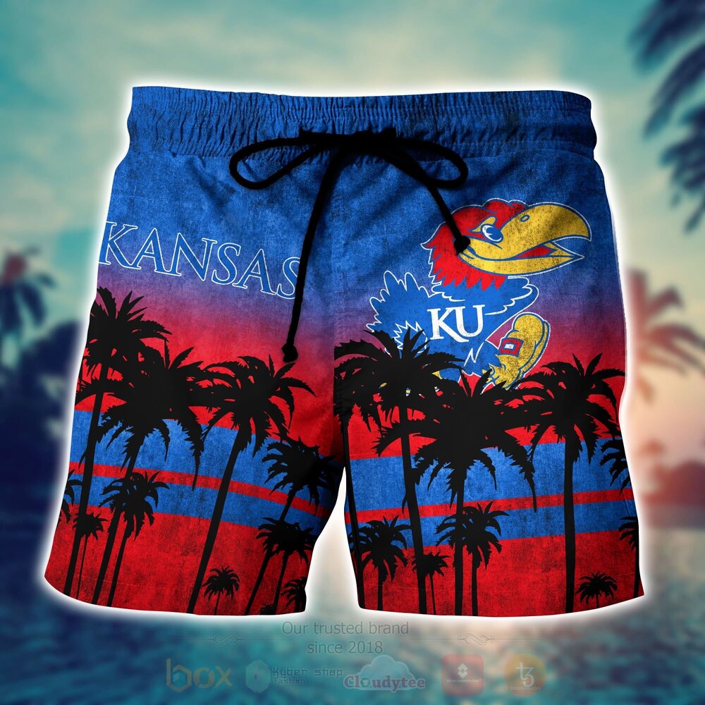 NCAA Kansas Jayhawks mens basketball Hawaiian Shirt Short 1 2 3 4