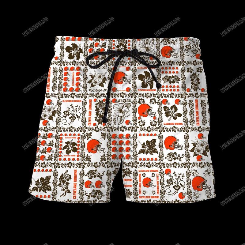 NFL Cleveland Browns Hibiscus Hawaiian Shirt Short 1