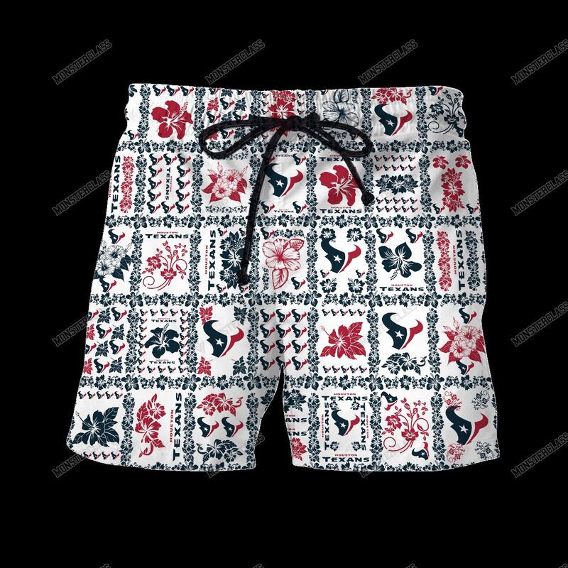 NFL Houston Texans Hibiscus Hawaiian Shirt Short 1