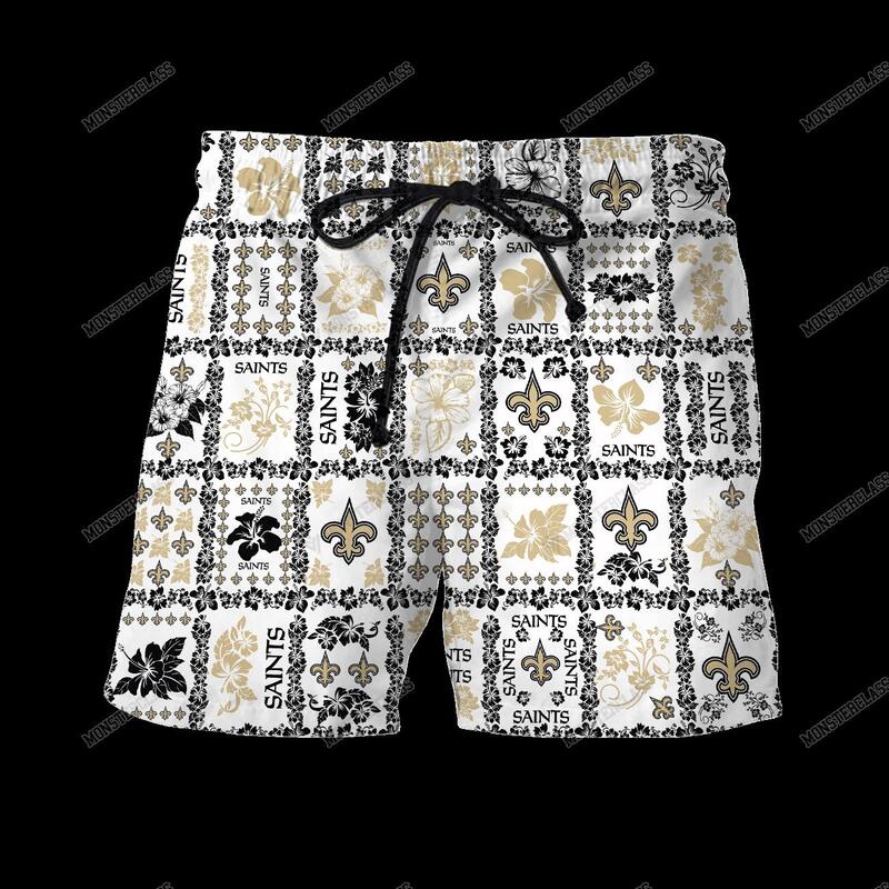 NFL New Orleans Saints Hibiscus Hawaiian Shirt Short 1