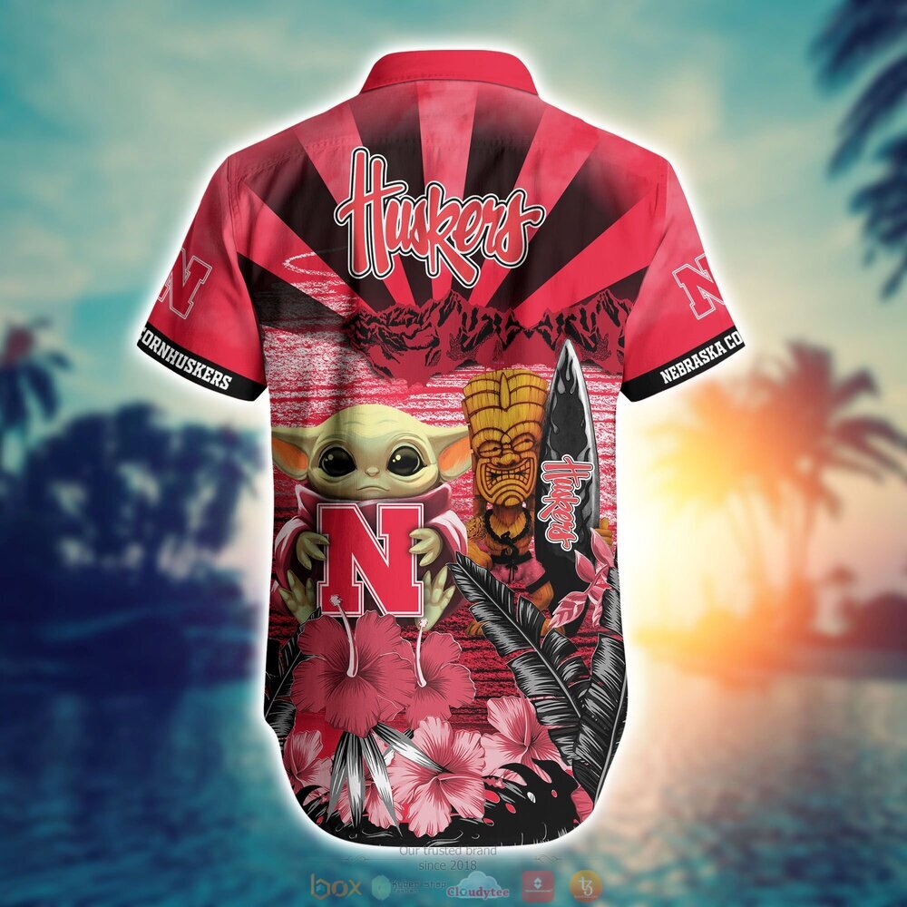 Nebraska Cornhuskers NCAA Baby Yoda Hawaiian Shirt Shorts 1 2