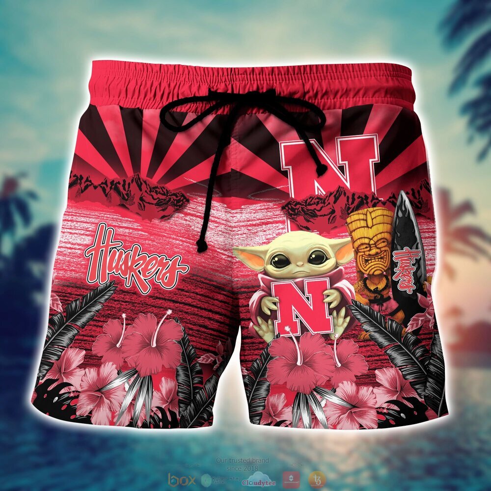 Nebraska Cornhuskers NCAA Baby Yoda Hawaiian Shirt Shorts 1 2 3
