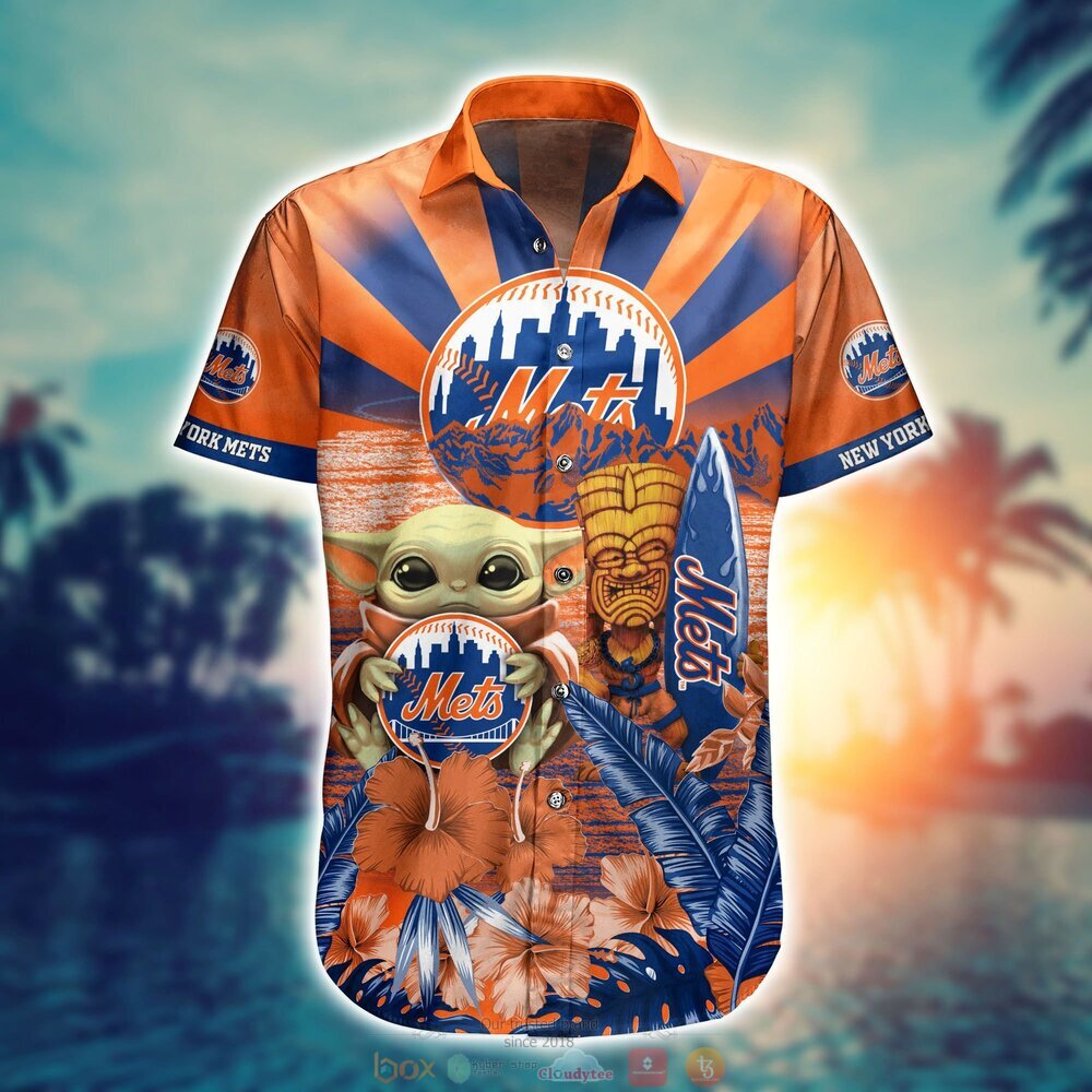 New York Mets MLB Baby Yoda Hawaiian Shirt Shorts 1