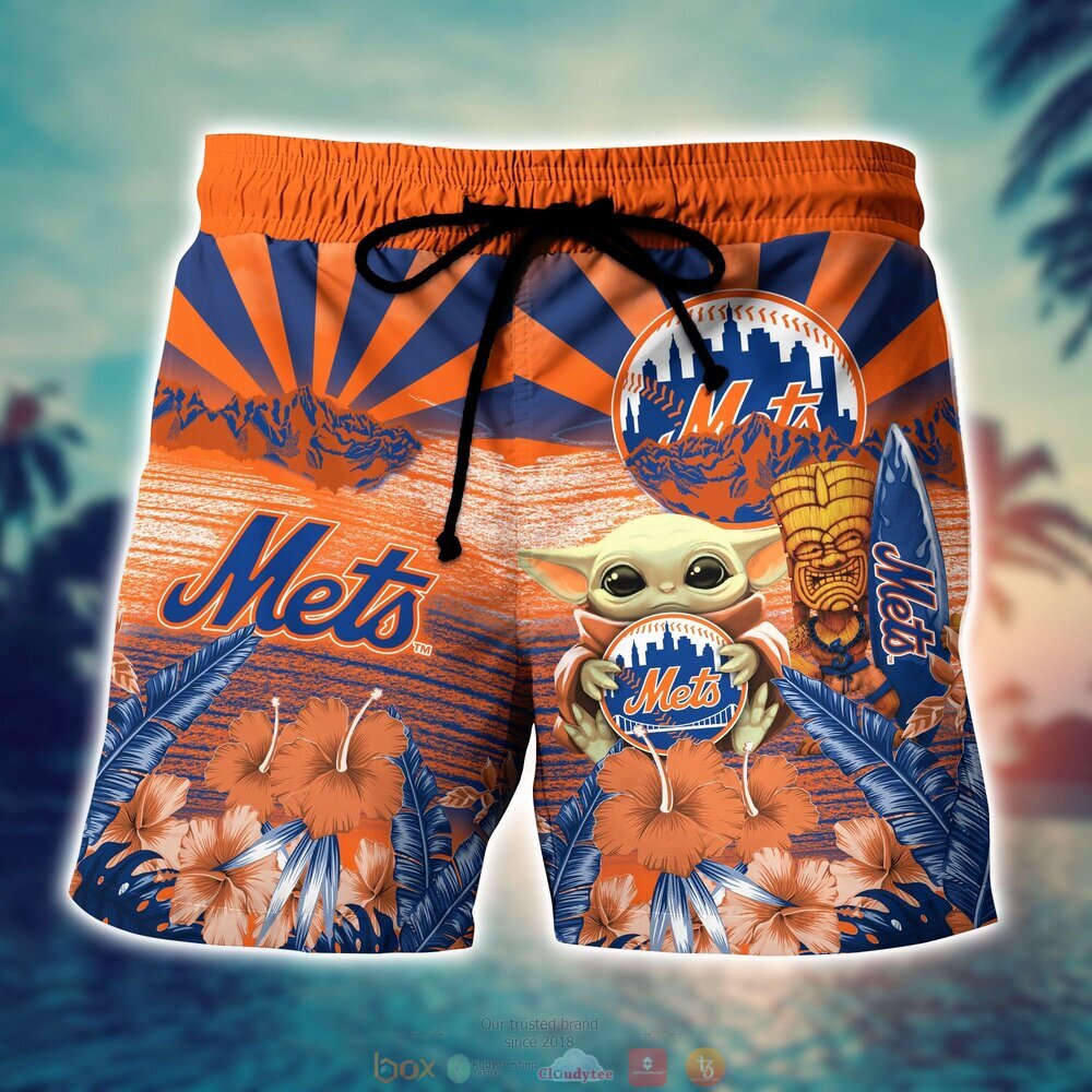 New York Mets MLB Baby Yoda Hawaiian Shirt Shorts 1 2 3